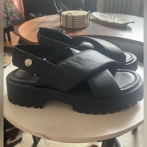 ASOS Design black chunky sandals wide size 9